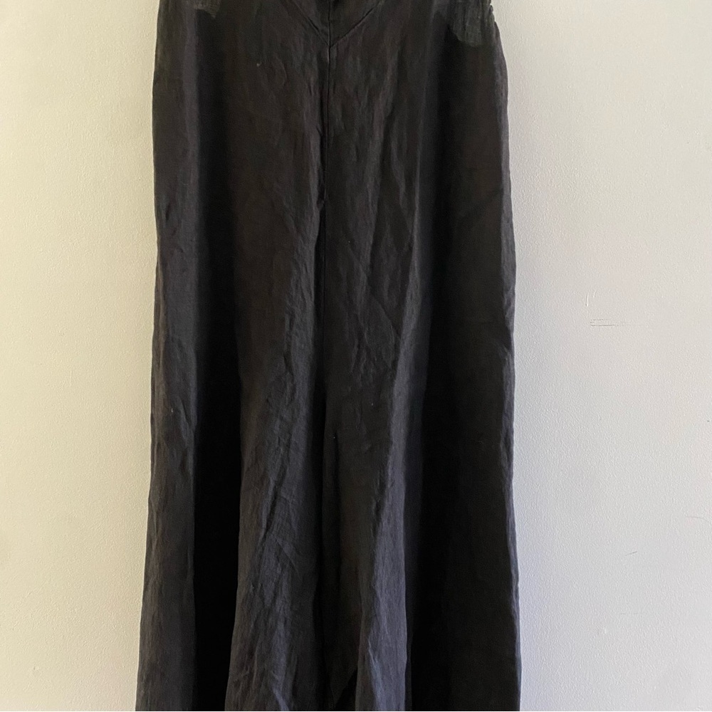 MILIO MILANO Italian Linen Tie Back Jumpsuit Romper Black Women’s Size Large - Picture 5 of 13